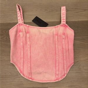 NWT DYLN pink acid wash denim corset